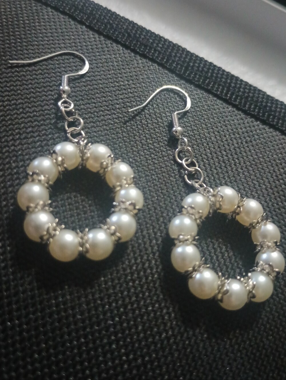Elegant Pearl Hoop Drop Earrings - White